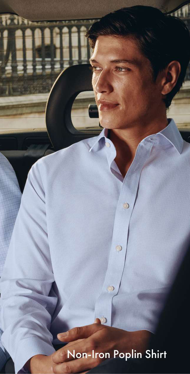 Non-Iron Stretch Poplin Check Shirt – Lilac & Sky Blue