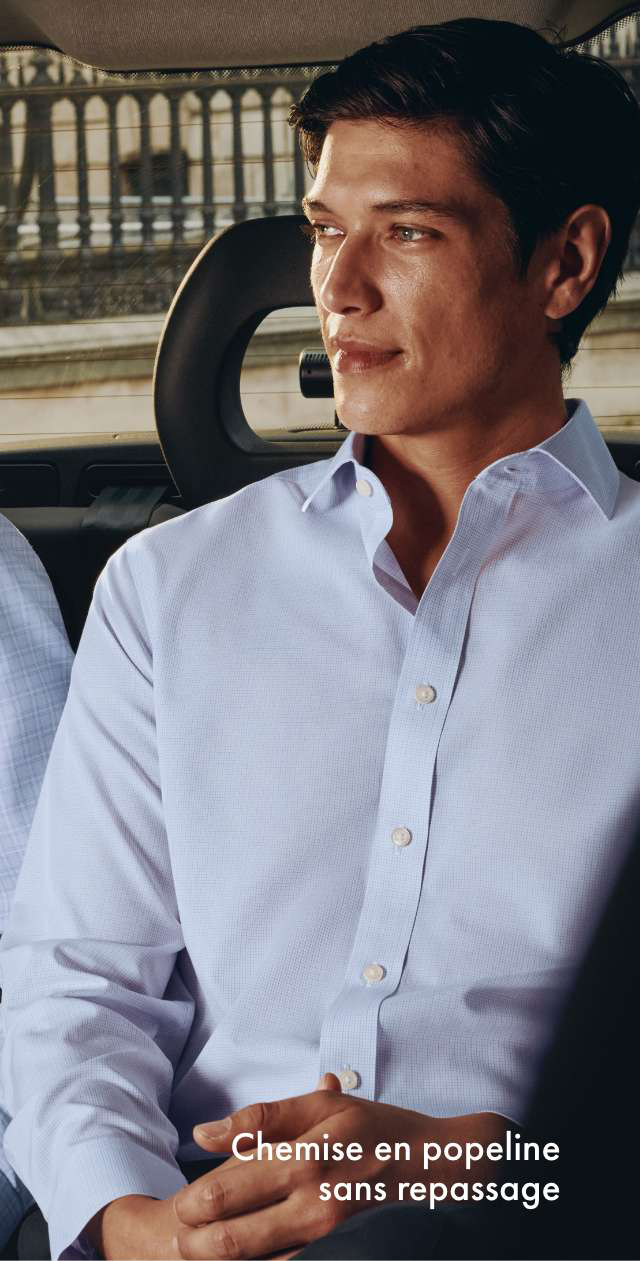 Chemise à carreaux en popeline sans repassage – Lilas et Bleu ciel