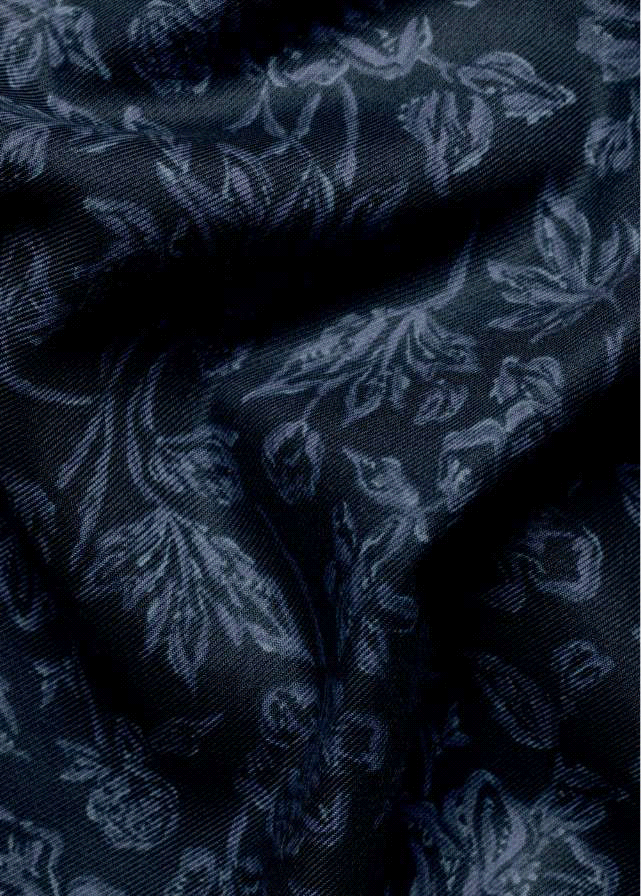 Bügelfreies Stretch-Hemd mit Blumenmuster - Marineblau