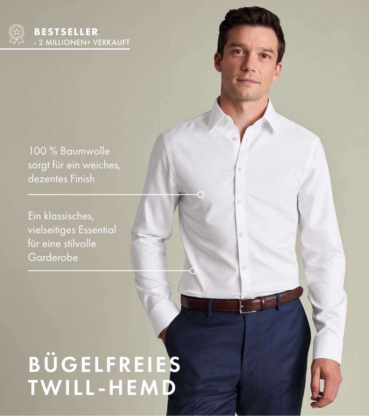 BÜGELFREIES TWILL-HEMD