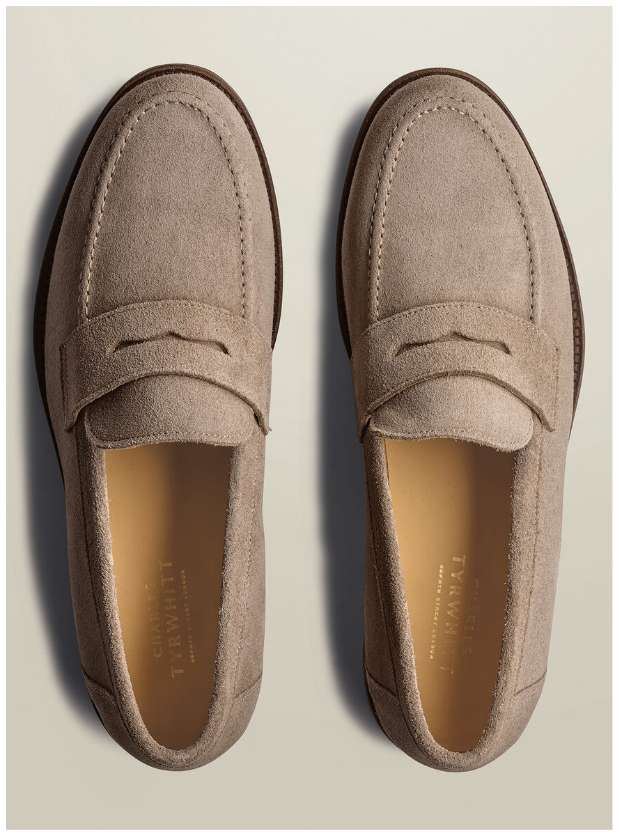 Penny Loafer aus Wildleder - Steingrau
