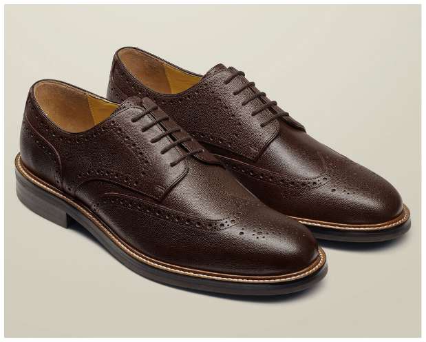 Budapester Derby-Schuhe aus genarbtem Leder mit Gummisohle - Kastanienbraun