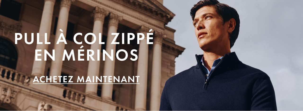 PULL À COL ZIPPÉ EN MÉRINOS