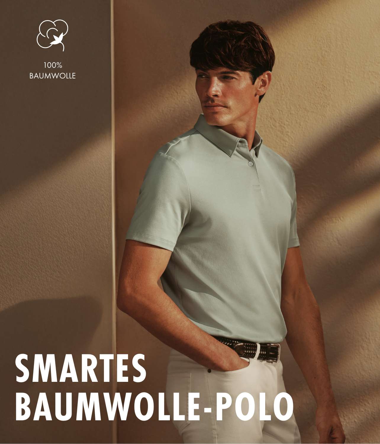 Smartes Baumwolle-Polo - Helles Aquamarin