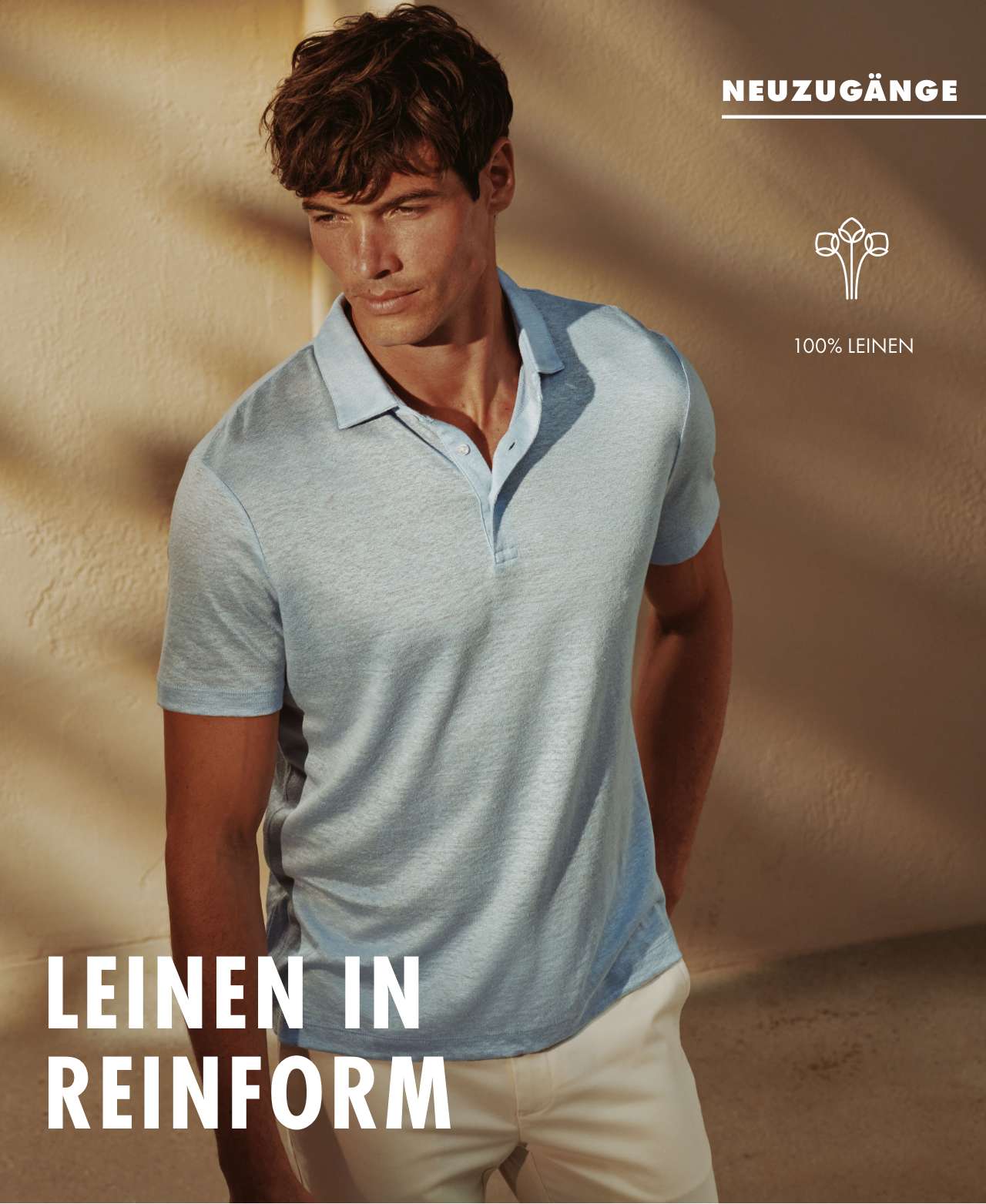 Leinen-Polo - Himmelblau