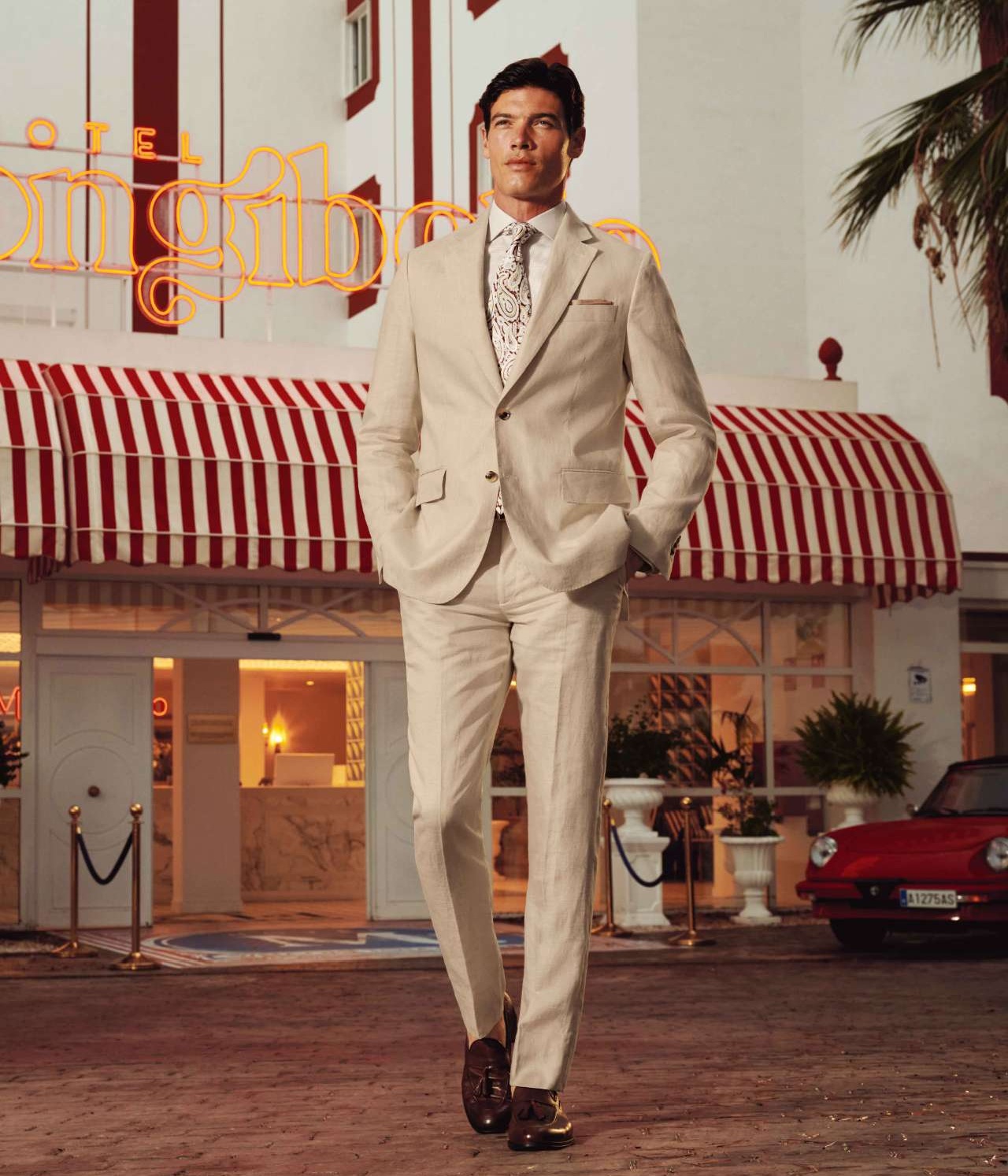 Leinen-Anzug - Steingrau