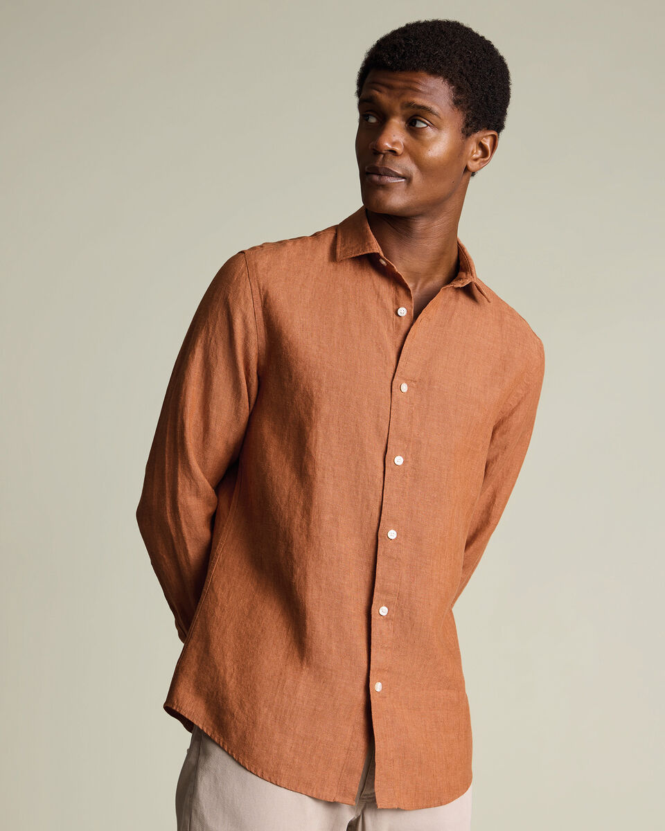 Pure Linen Shirt – Orange