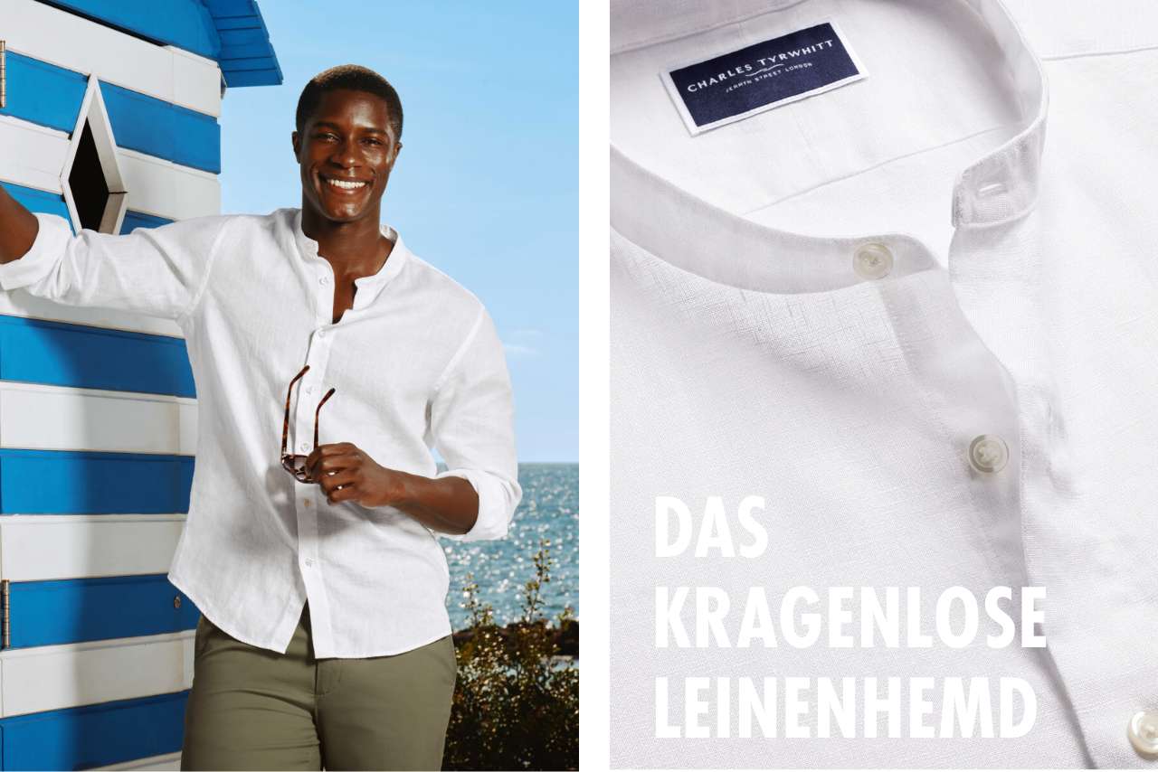 Das kragenlose Leinenhemd 