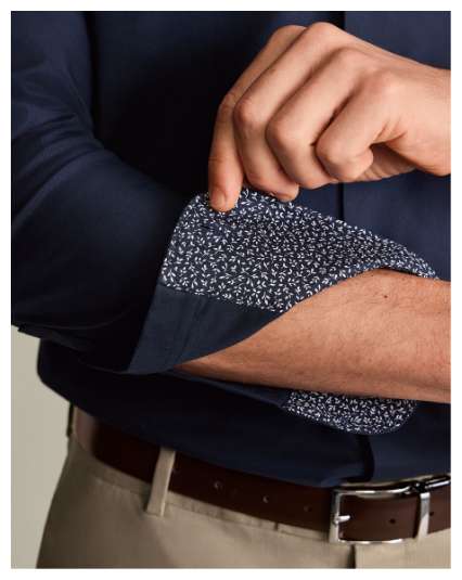 Non-Iron Stretch Floral Printed Trim Shirt – Navy