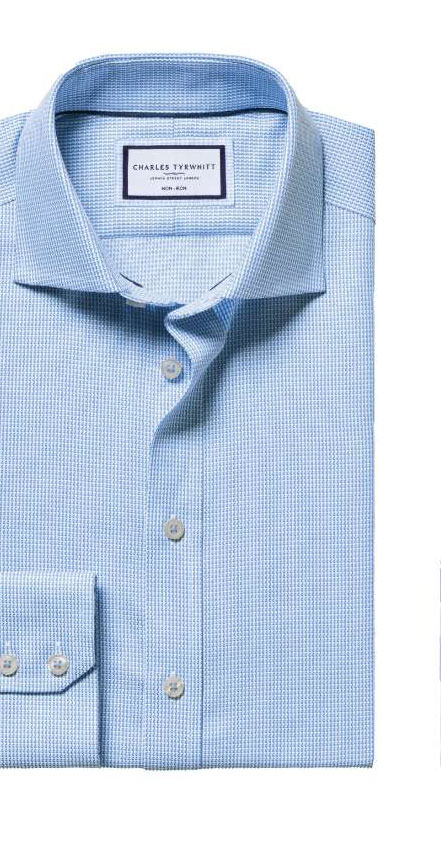 Non-Iron Burlington Weave Shirt - Cornflower Blue