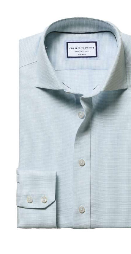 Non-Iron Stretch Burlington Weave Shirt - Aqua Green