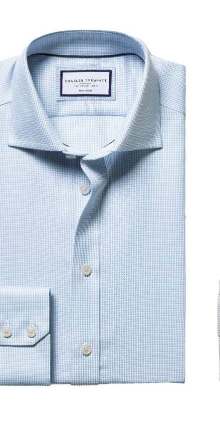 Non-Iron Stretch Burlington Weave Shirt - Sky Blue