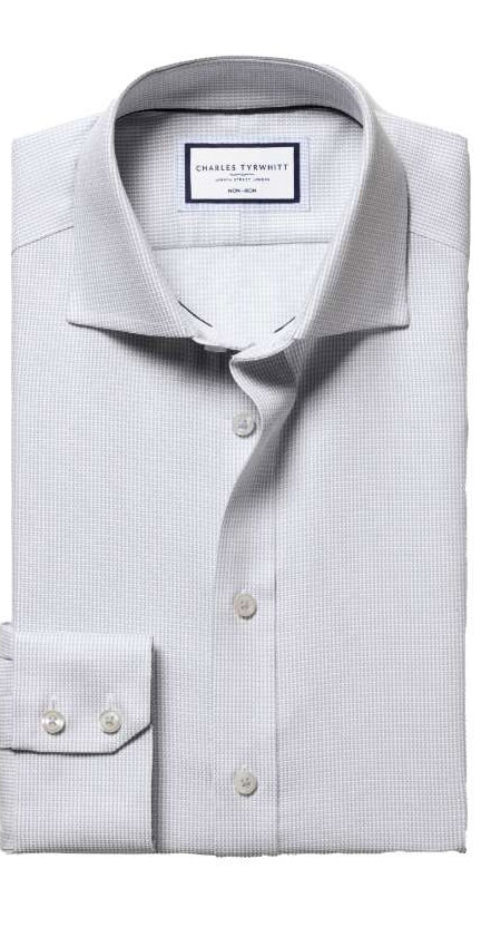 Non-Iron Stretch Burlington Weave Shirt - Silver Grey