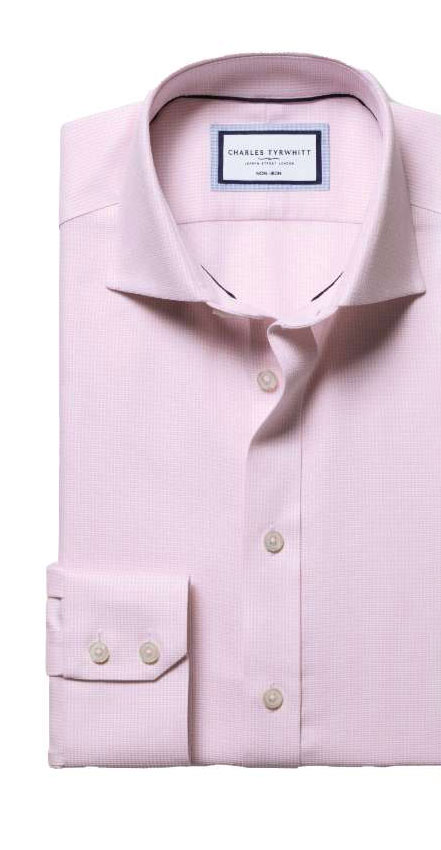 Non-Iron Stretch Burlington Weave Shirt - Pink