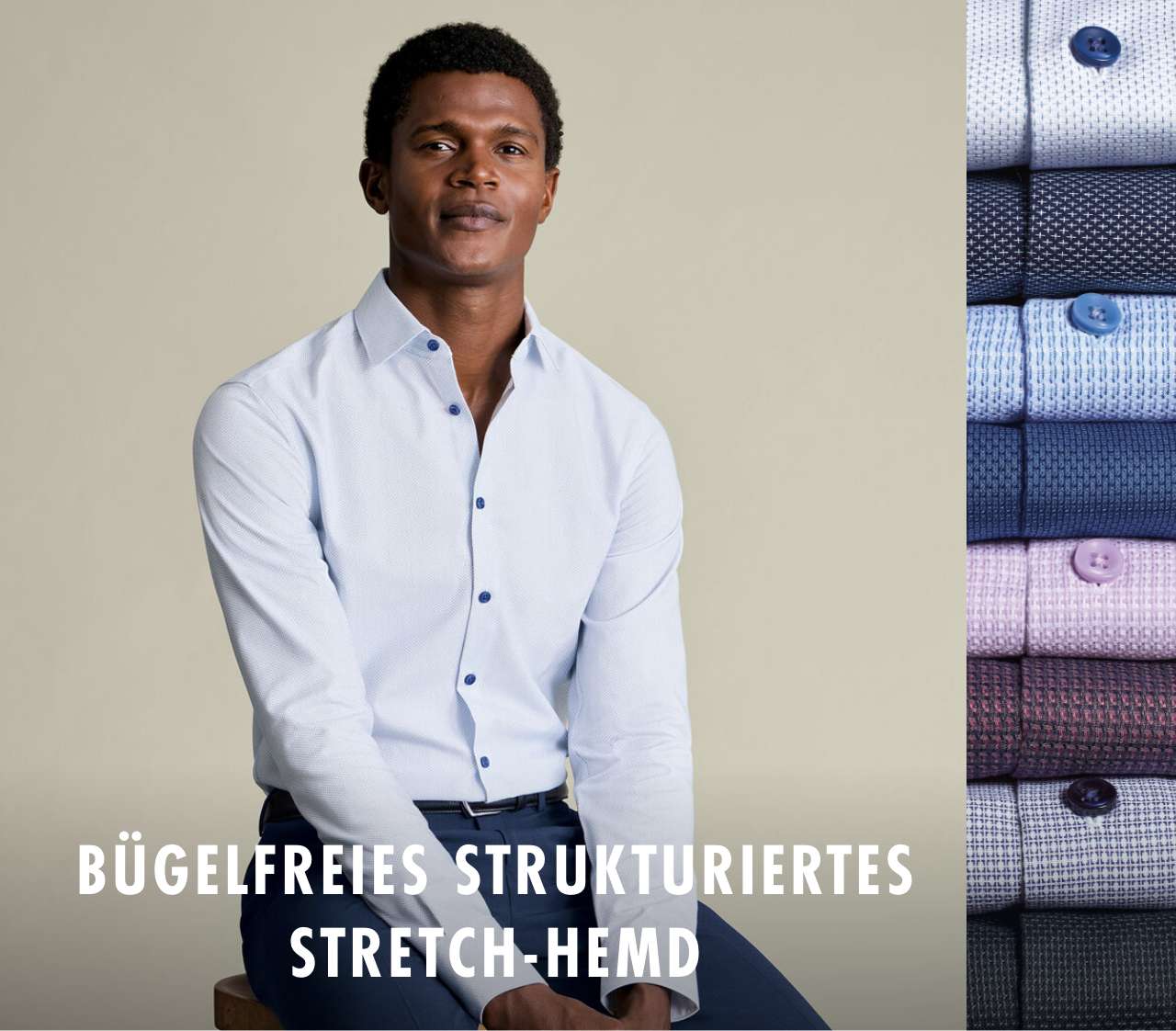 Bügelfreies strukturiertes Stretch-Hemd