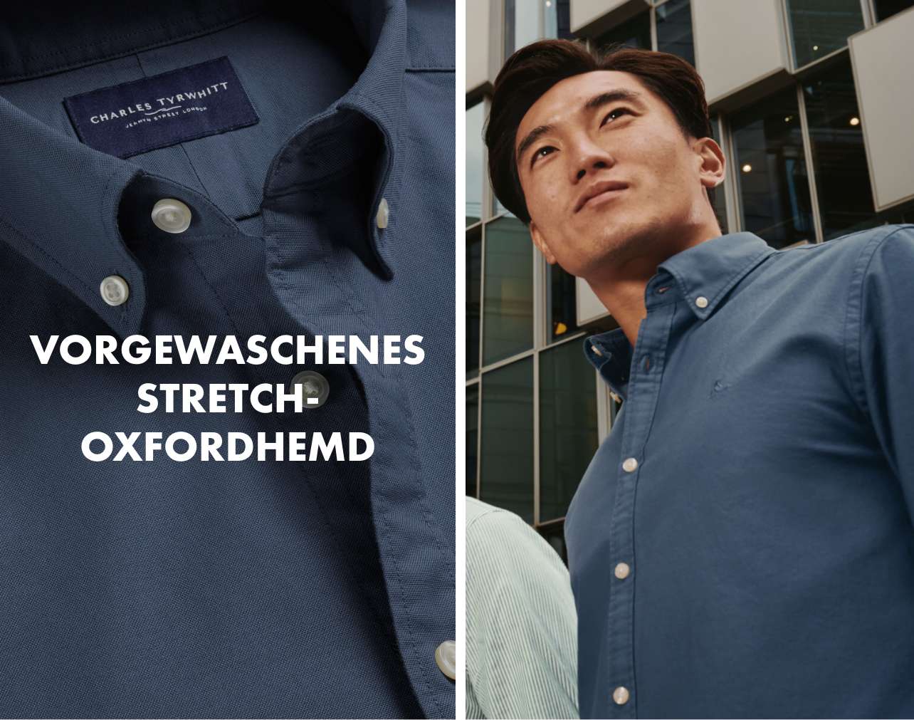 Vorgewaschenes Stretch-Oxfordhemd