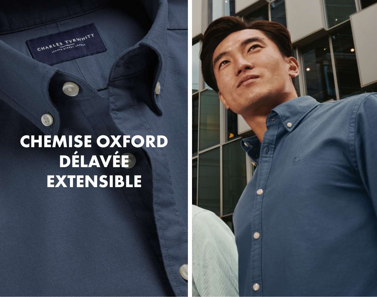 Chemise Oxford délavée extensible