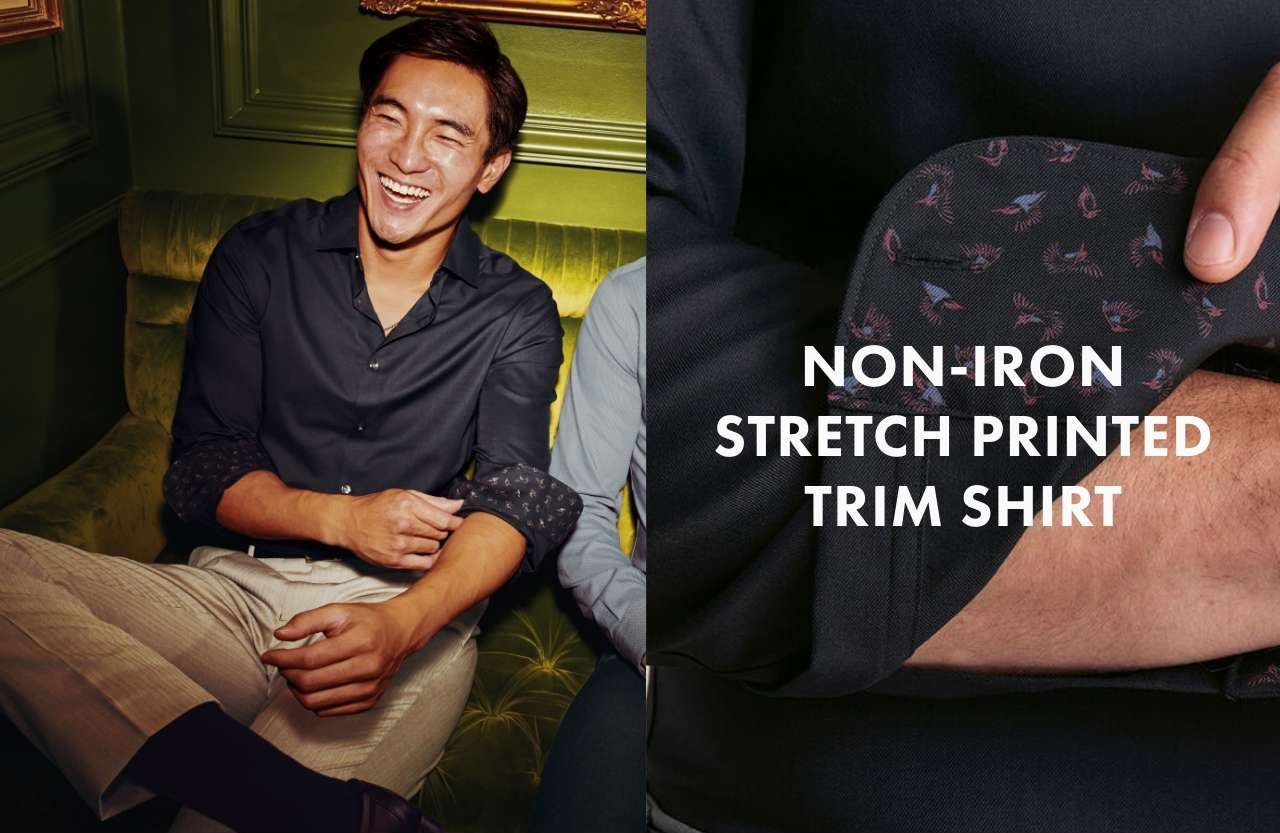 Non-Iron Stretch Printed Trim Shirt
