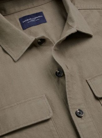 Overshirt mit Fischgrätmuster - Taupe