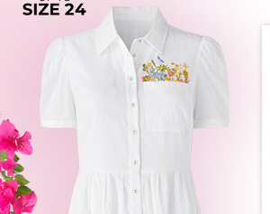 Spring Meadows Embroidered Cotton Dobby Dress