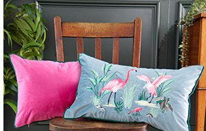 Flamingo Frenzy Embroidered Cushion