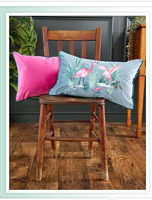 Flamingo Frenzy Embroidered Cushion