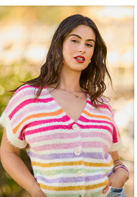 Lucie Stripe Sleeveless Cardigan