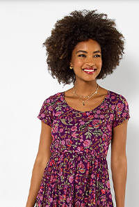 Heidi Crinkle Cotton Border Print Dress