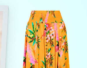 Perfect Paradise Button Front Midi Skirt