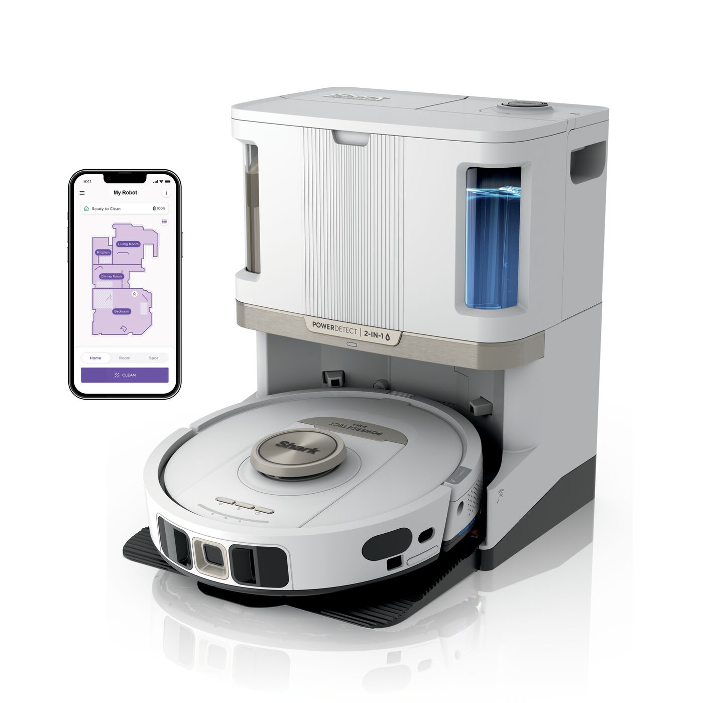 Aspirateur robot et laveur Shark PowerDetect NeverTouch Pro 2-en-1 autovidant, autoremplissant et autonettoyant RV2800ZEEUWH