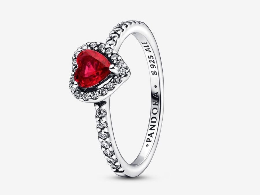 Anello Cuore in Rilievo Rosso