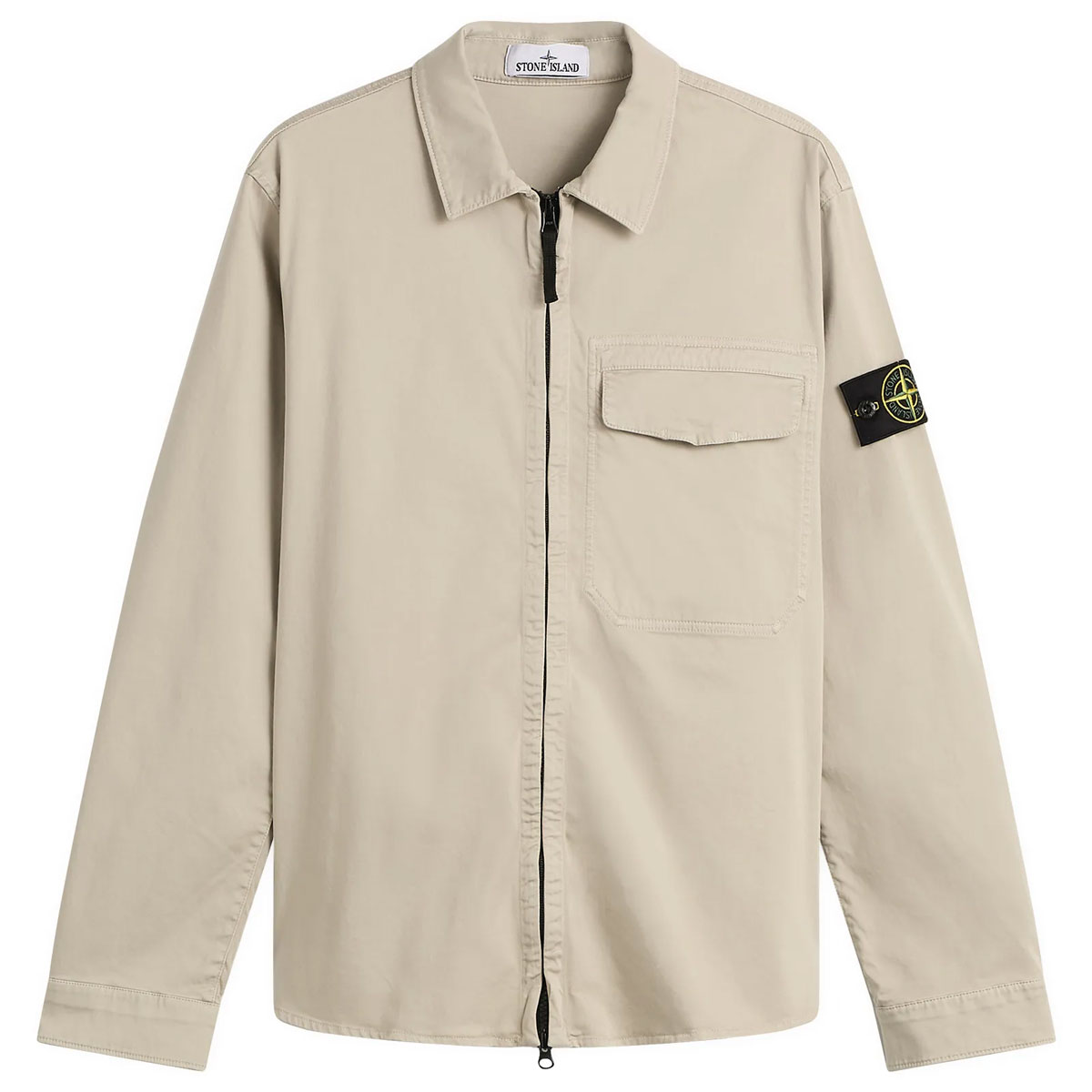 Stone Island Organic Cotton Satin Zip Shirt Jacket