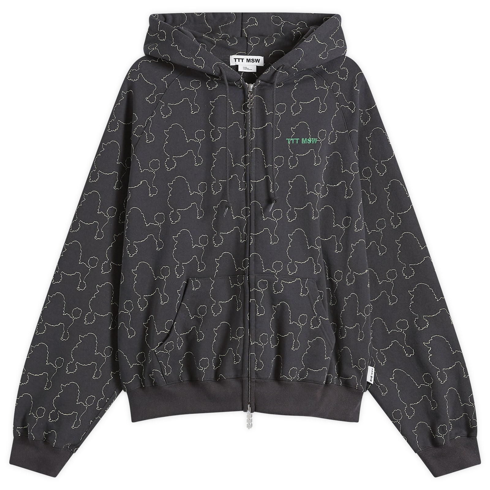 TTT MSW Dog Embroidery Zip Up Hoodie
