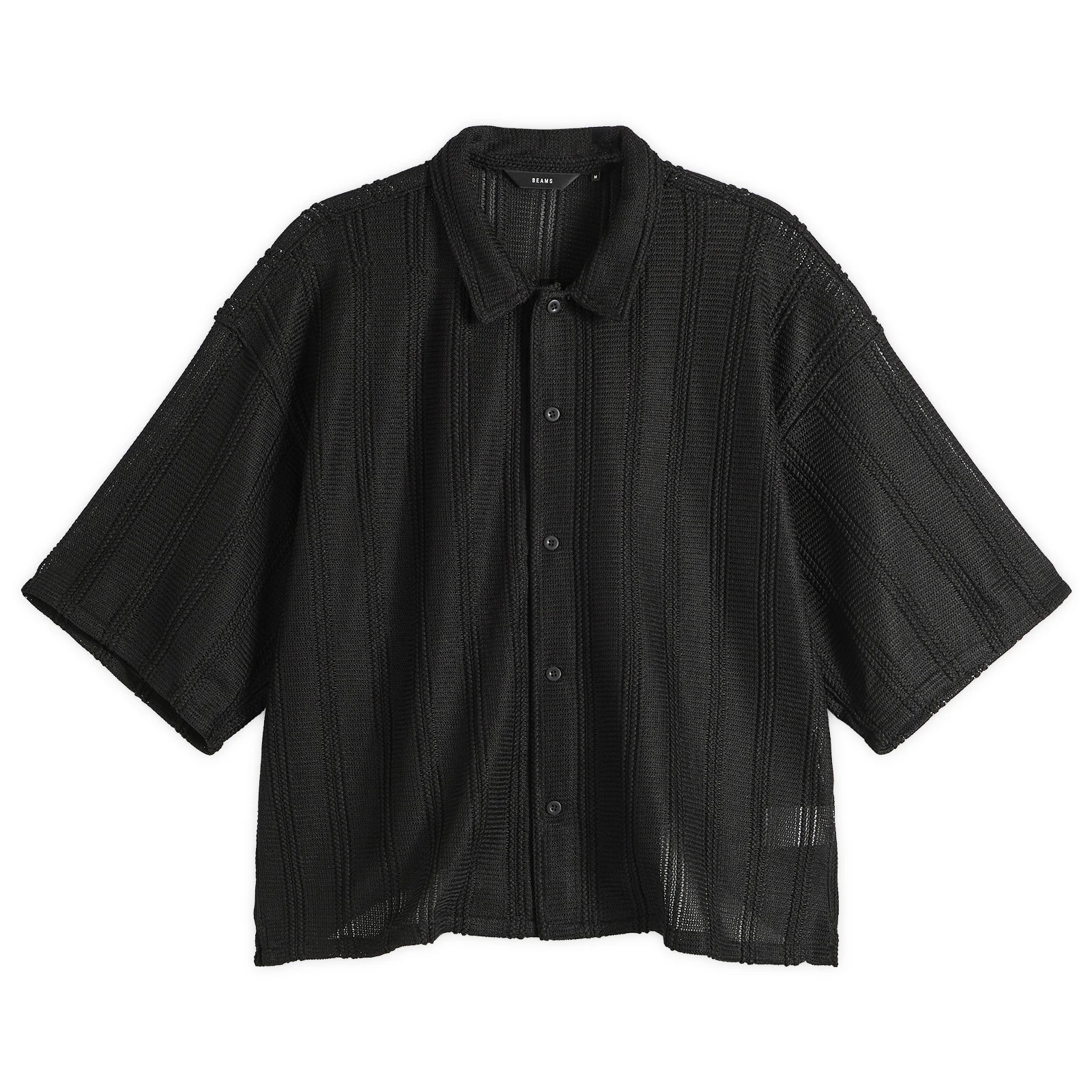 BEAMS Mesh Open Collar Shirt