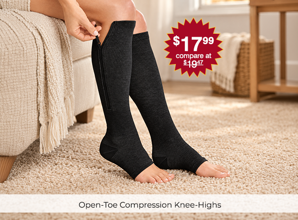 Open-Toe Compression Knee-Highs. $17.99 compare at $19.47 