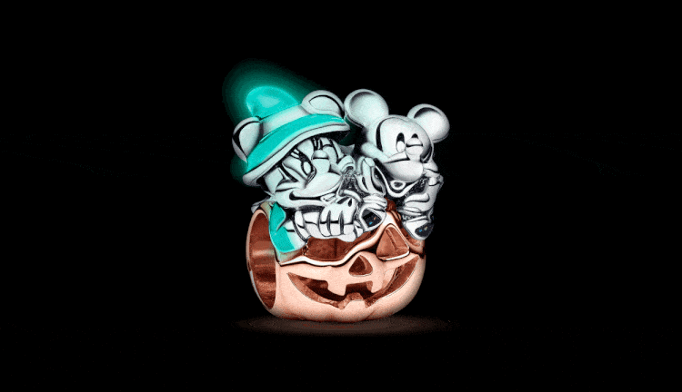 Disney x Pandora Mickey Mouse and Minnie Mouse Halloween charm