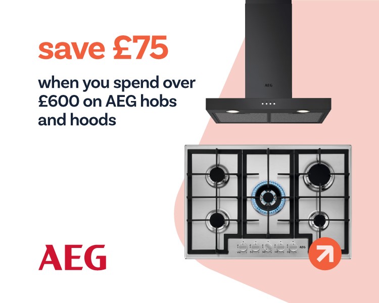 save £75 when you spend over £600 on AEG hobs and hoods