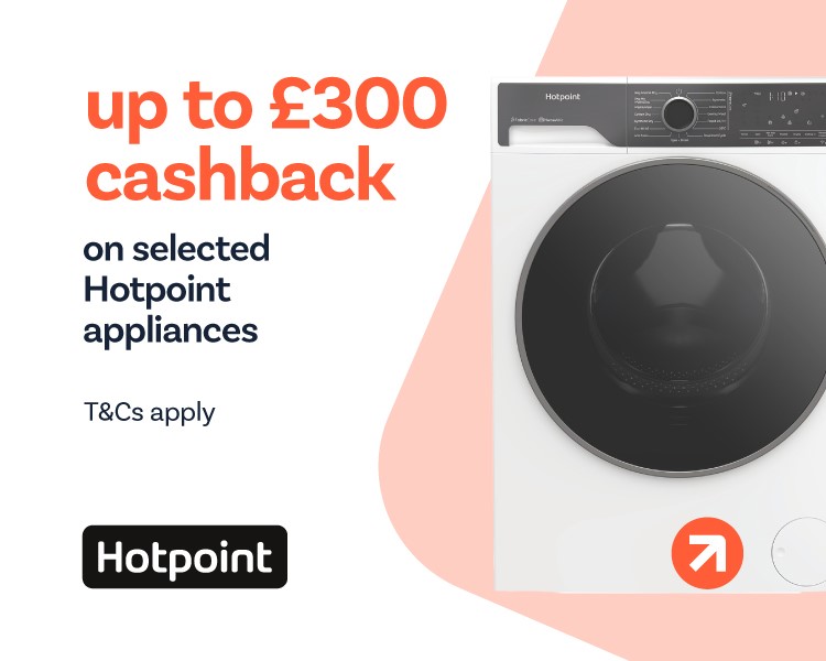 Up to £300 cashback on selected Hotpoint appliances