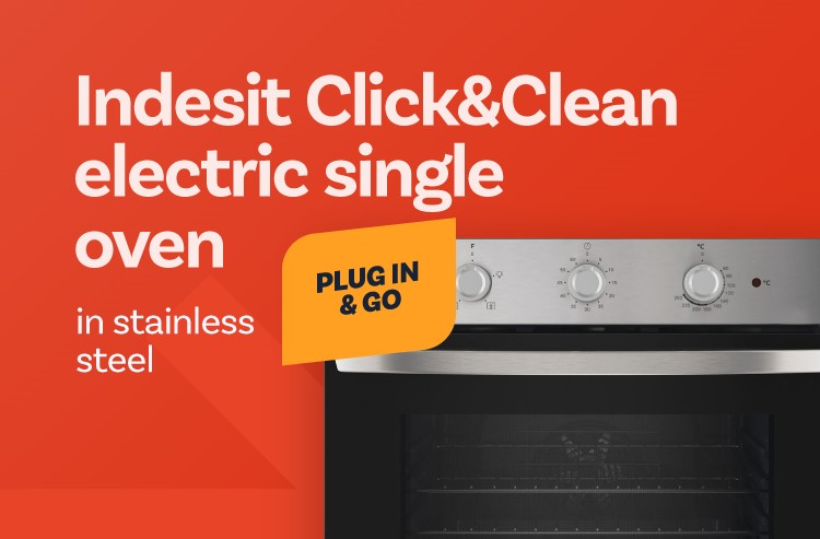 Indesit IO233XUK Click&Clean Electric Single Oven - Stainless Steel