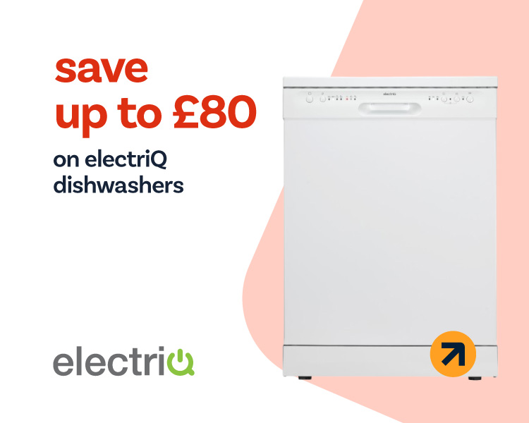 save up to £80 on electriQ dishwashers