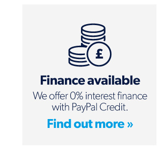 We offer 0% interest finance with PayPal Credit. Find out more