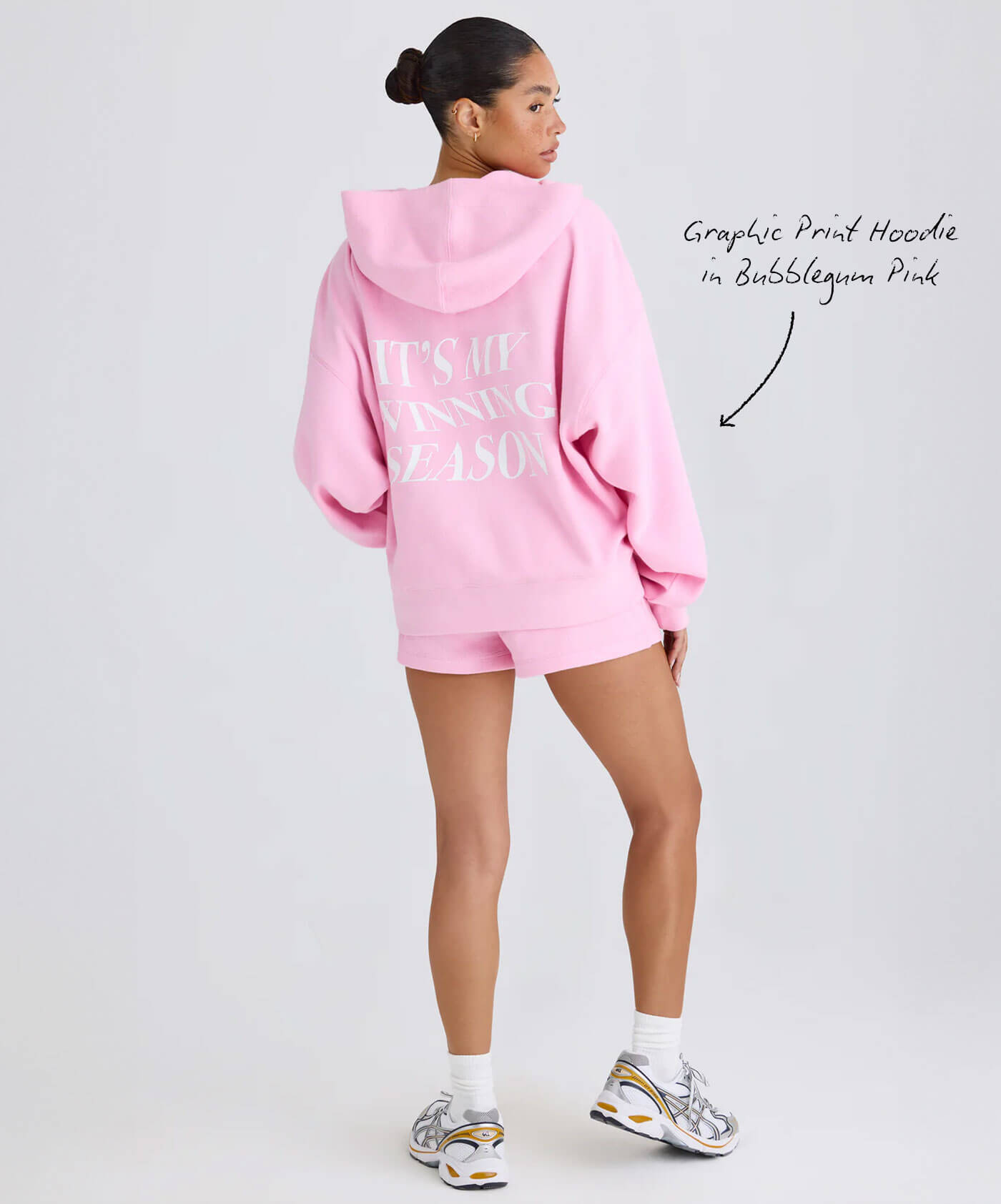 Print Hoodie In Bubblegum Pink