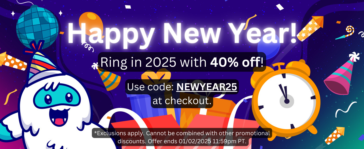 Happy New Year! Take 40% off with coupon