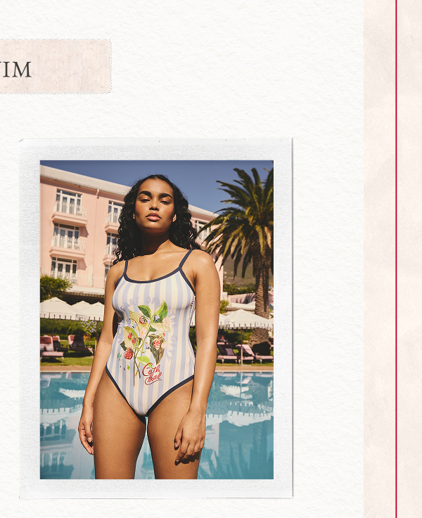 Cath Kidston Blue/White Stripe Floral Print Swimsuit