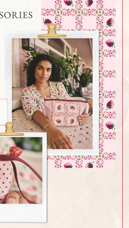 Cath Kidston Pink Strawberry Check Printed Keepsake Pouch