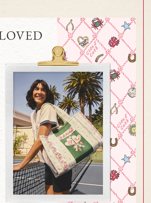 Cath Kidston Green Tennis Print Stripe Market Shopper