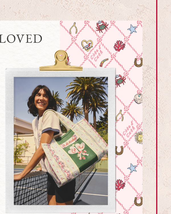 Cath Kidston Green Tennis Print Stripe Market Shopper