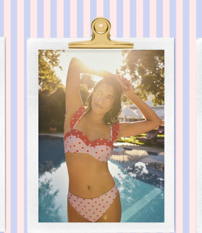 Cath Kidston Purple Polka Dot Frill Trim Bikini Top
