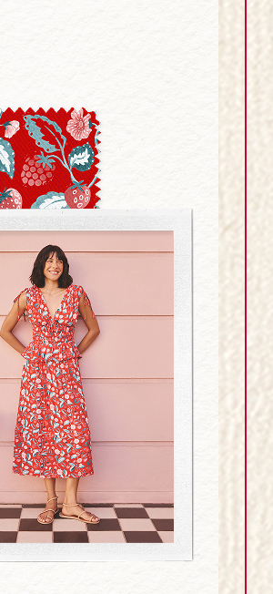 Cath Kidston Red Shirred Midi Dress
