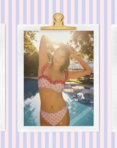 Cath Kidston Purple Polka Dot Frill Trim Bikini Top